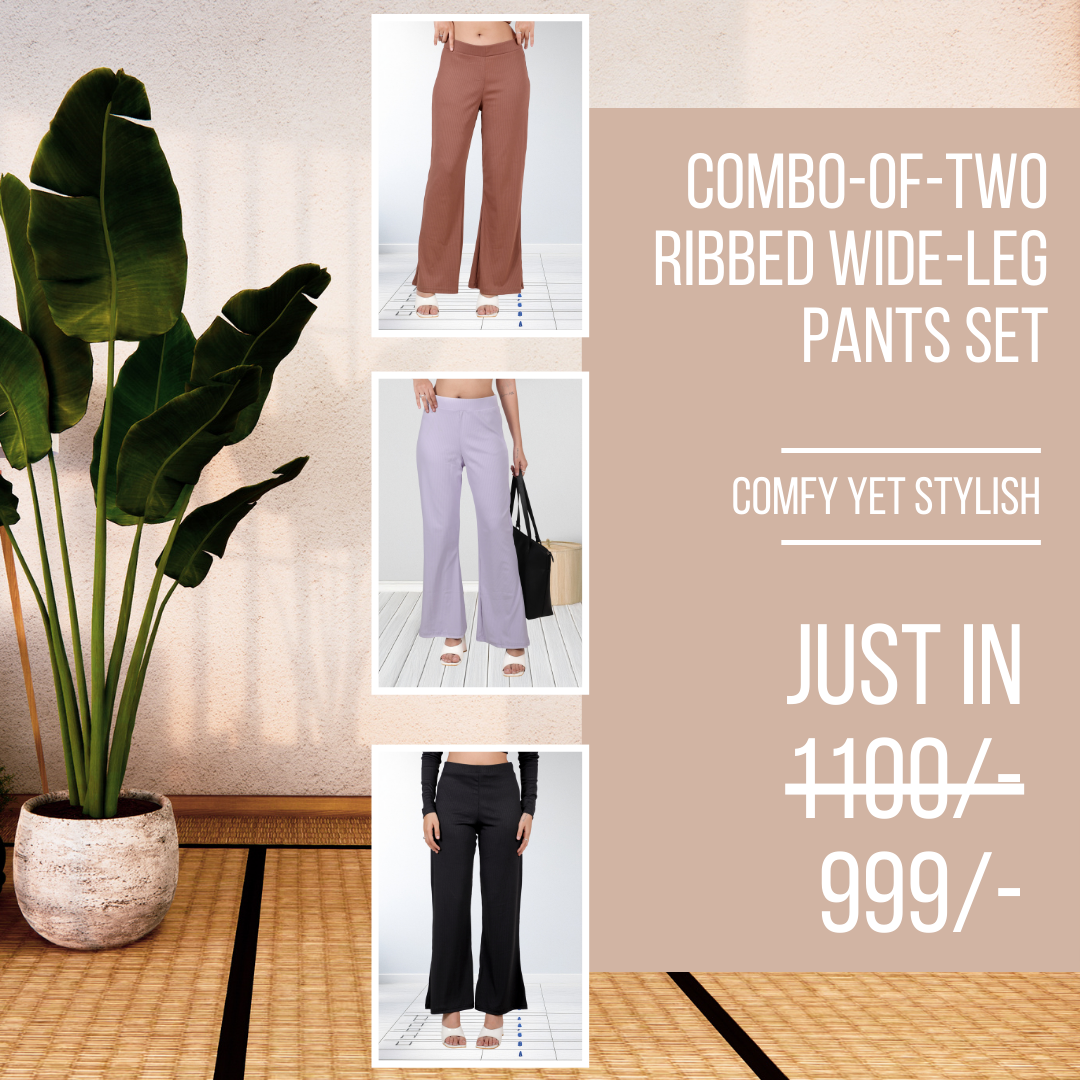 Combo - Buy any two Black, Brown or levender Wide-Leg pants duo