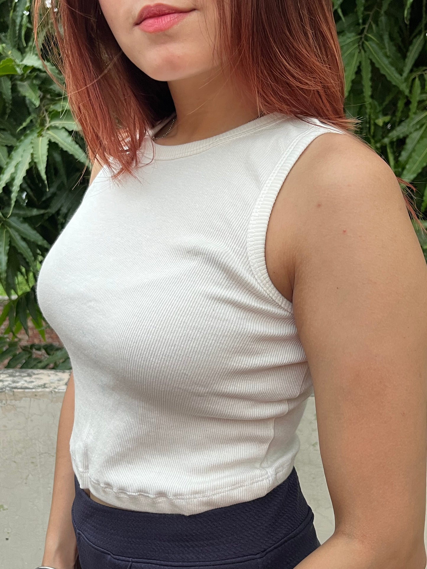 White Cropped Vest Top