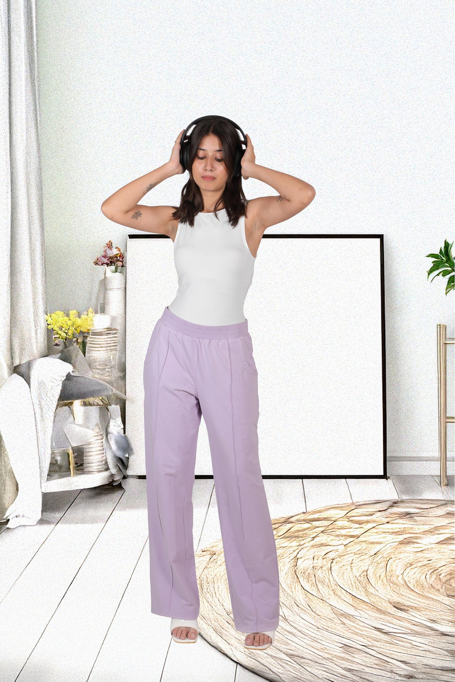 Combo - Buy any two Black, Pink or levender Wide-Leg French pants duo