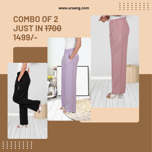 Combo - Buy any two Black, Pink or levender Wide-Leg French pants duo