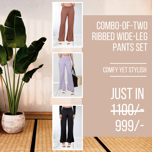 Combo - Buy any two Black, Brown or levender Wide-Leg pants duo